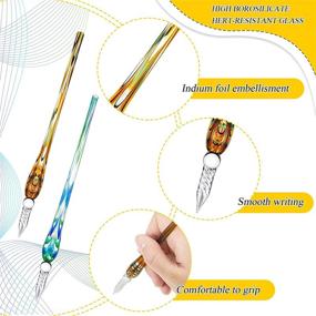 img 1 attached to ✒️ 6-штучный набор ручных стеклянных перьев от Crystal Glass Signature Pen - старинные костровые чернила, идеально подходят для письма, рисования, подписей, каллиграфии, декорирования - идеальный подарок для презентаций.