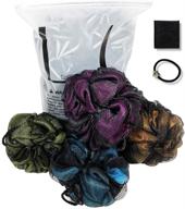 🛁 large mesh shower loofah sponge set of 4 packs - effective exfoliation for women and men body wash logo