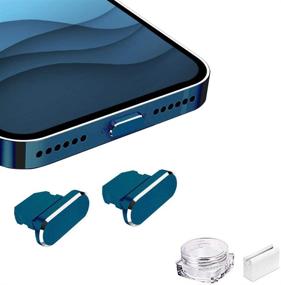 img 4 attached to 🔌 VIWIEU металлическая пробка от пыли для iPhone 12 Mini/Pro Max/11, iPad, AirPods - 2 алюминиевые крышки портов для зарядки Lightning - совместима с iPhone X/XS/XR/8/7/6 Plus - с держателем пробки (Голубой 02)