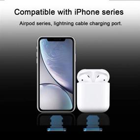 img 2 attached to 🔌 VIWIEU металлическая пробка от пыли для iPhone 12 Mini/Pro Max/11, iPad, AirPods - 2 алюминиевые крышки портов для зарядки Lightning - совместима с iPhone X/XS/XR/8/7/6 Plus - с держателем пробки (Голубой 02)