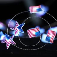 🎆 bohon independence day decor american flag star shape string lights - 10 ft, 40 leds, battery operated, remote control, for 4th of july, memorial day, presidents day, patriotic, bedroom логотип