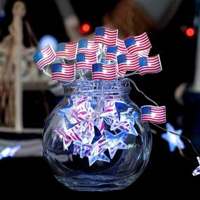 img 3 attached to 🎆 BOHON Independence Day Decor American Flag Star Shape String Lights - 10 ft, 40 LEDs, Battery Operated, Remote Control, for 4th of July, Memorial Day, Presidents Day, Patriotic, Bedroom