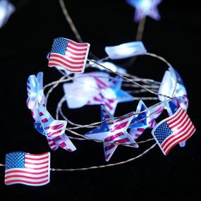 img 1 attached to 🎆 BOHON Independence Day Decor American Flag Star Shape String Lights - 10 ft, 40 LEDs, Battery Operated, Remote Control, for 4th of July, Memorial Day, Presidents Day, Patriotic, Bedroom