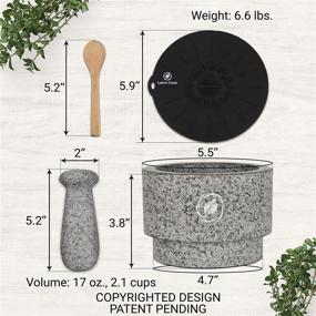 img 1 attached to 🥑 Granite Mortar and Pestle Set - 5.6 Inch, 2.2 Cup - Double Sided Pestle and Mortar Bowl - Solid Stone Grinder for Guacamole - Large Mortar and Pestle Set - Includes Silicone Lid/Mat and Spoon