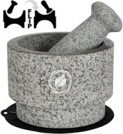 🥑 granite mortar and pestle set - 5.6 inch, 2.2 cup - double sided pestle and mortar bowl - solid stone grinder for guacamole - large mortar and pestle set - includes silicone lid/mat and spoon logo