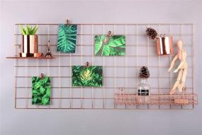 img 1 attached to 📸 Rose Gold Wall Grid Panel for Photo Hanging Display & Wall Decoration Organizer, Multi-Purpose Wall Storage Display Grid, Includes 5 Clips & 4 Nails, Set of 1, Size 17.7"x37.4