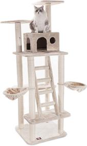 img 3 attached to 72 inch Beige Casita Cat Furniture Condo House Scratcher Multi Level Pet Activity Tree by Majestic Pet Products