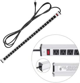 img 1 attached to ⚡️ High-Performance BTU Rack Mount Power Strip with Surge Protector, 24 Outlets, Smart Circuit Breaker, and 15 Ft Long Cord - Heavy Duty Multi Plug Outlet in Silver Aluminum Socket