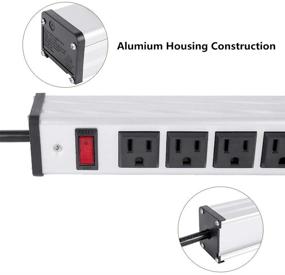 img 2 attached to ⚡️ High-Performance BTU Rack Mount Power Strip with Surge Protector, 24 Outlets, Smart Circuit Breaker, and 15 Ft Long Cord - Heavy Duty Multi Plug Outlet in Silver Aluminum Socket