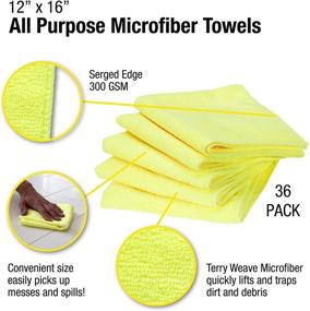 img 2 attached to 🧽 Eurow Yellow Microfiber Cleaning Cloths - 36 Pack, 12x16in, 300GSM