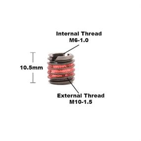 img 3 attached to E-Z Lok Externally Threaded Insert, C12L14 Carbon Steel, Meets AISI 12L14, M6-1.0 Internal Threads, M10x1.5 External Threads, 10.49mm Length, USA Made (Pack of 5)