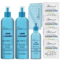 care touch eyeglass cleaner spray kit: alcohol-free solution for all lenses, 16oz (8oz x 2) & 2oz bottles - lens cleaner kit with 26 wipes & 2 microfiber cloths logo