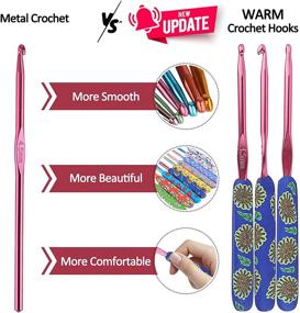 img 2 attached to 🧶 Coopay Warm Crochet Hooks - Art Aluminum Soft Grip Crochet Needles for Crocheting and Knitting - Premium Knitting & Crochet Supplies for Crochet Yarn Craft