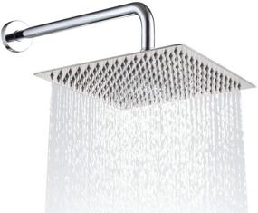 img 4 attached to 🚿 Drenky 10 inch/25cm Square Fixed Shower Head - Stainless Steel Mirror Finish, 180° Rotatable, Powerful High Pressure Rainfall Showerhead for Bathroom