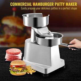 img 3 attached to 🍔 VBENLEM 150mm Commercial Hamburger Patty Maker: Heavy Duty Stainless Steel Beef Meat Forming Processor with 1000Pcs Papers - Sliver