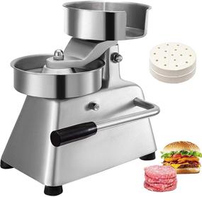 img 4 attached to 🍔 VBENLEM 150mm Commercial Hamburger Patty Maker: Heavy Duty Stainless Steel Beef Meat Forming Processor with 1000Pcs Papers - Sliver