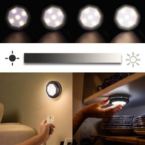 img 1 attached to Battery Operated Puck Lights, GALLIA 80 Lumens Super Bright Push Lights with Remote and Dimmable 🔆 Cabinet Lighting, Under Cabinet Lights Featuring 16 Colors and Timer Off Function & 4 Dynamic Modes (1 Pack)