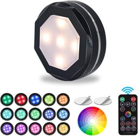 img 4 attached to Battery Operated Puck Lights, GALLIA 80 Lumens Super Bright Push Lights with Remote and Dimmable 🔆 Cabinet Lighting, Under Cabinet Lights Featuring 16 Colors and Timer Off Function & 4 Dynamic Modes (1 Pack)