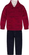 stylish calvin klein boys 3-piece sweater, dress shirt, and pants set for a complete and classy look logo