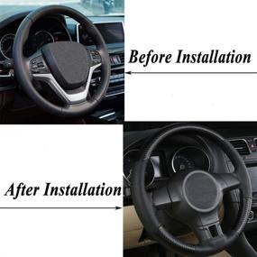 img 1 attached to 🚗 ZATOOTO DIY Car Steering Wheel Cover - Universal 15 inch Black Microfiber Leather for Women and Men