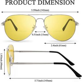 img 3 attached to Enhance Nighttime Visibility with Aviator Night Vision Polarized Glasses - Perfect for Men and Women, Anti-glare Yellow Lens, Metal Frame for a Stylish Look