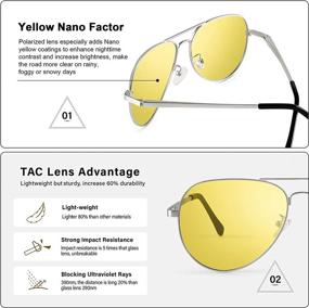 img 2 attached to Enhance Nighttime Visibility with Aviator Night Vision Polarized Glasses - Perfect for Men and Women, Anti-glare Yellow Lens, Metal Frame for a Stylish Look