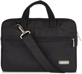 img 4 attached to 👜 Qishare 10-12 Inch Black Multi-Functional Briefcase/Messenger Case for MacBook Air & HP Stream