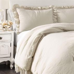 img 1 attached to Lush Decor Wheat Reyna Comforter Ruffled 3 🛌 Piece Set - Luxurious King Size Bedding with Pillow Sham