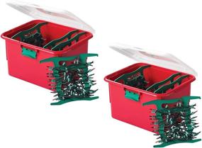 img 4 attached to 🎄 HOMZ 7875RBGLDC.02 Light Organizer Holiday Plastic Storage Container, 2 Pack, Red and Green, 2 Sets: Efficient Storage Solution for Holiday Lights