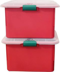 img 3 attached to 🎄 HOMZ 7875RBGLDC.02 Light Organizer Holiday Plastic Storage Container, 2 Pack, Red and Green, 2 Sets: Efficient Storage Solution for Holiday Lights