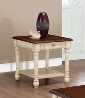 dark brown and antique white rectangular end table логотип