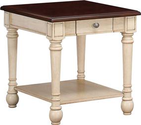 img 2 attached to Dark Brown and Antique White Rectangular End Table