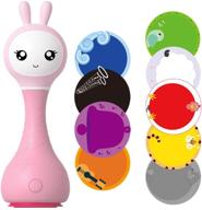 alilo smarty bunny shake & tell newborn musical toy: color learning, music, songs, bedtime story | bpa free pink rattle and teether logo