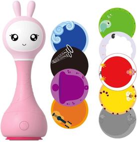 img 4 attached to alilo Smarty Bunny Shake & Tell Newborn Musical Toy: Color Learning, Music, Songs, Bedtime Story | BPA Free Pink Rattle and Teether
