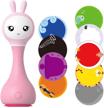 alilo smarty bunny shake & tell newborn musical toy: color learning, music, songs, bedtime story | bpa free pink rattle and teether logo