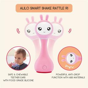 img 3 attached to alilo Smarty Bunny Shake & Tell Newborn Musical Toy: Color Learning, Music, Songs, Bedtime Story | BPA Free Pink Rattle and Teether