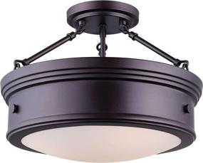 img 4 attached to 💡 Canarm LTD Boku ORB Semi-Flush Mount Oil Rubbed Bronze Ceiling Light with Flat Opal Glass - 3 Bulb