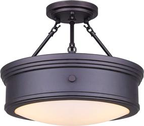 img 3 attached to 💡 Canarm LTD Boku ORB Semi-Flush Mount Oil Rubbed Bronze Ceiling Light with Flat Opal Glass - 3 Bulb