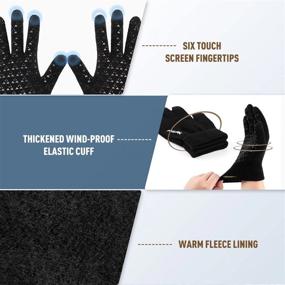 img 3 attached to Winter Texting Anti Slip Thermal Black L Men's Gloves & Mittens: Stay Warm and Connected with Superior Grip!