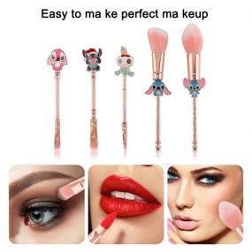 img 1 attached to WeChip Set of 5 Interstellar Baby Brushes - Creative Stitch Theme Fairy Makeup Brushes for Women