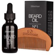 🧔 zilberhaar organic beard oil №1 - natural beard growth and hydration with pure moroccan argan and jojoba oil - 1 oz - includes free beard comb gift logo