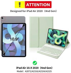 img 3 attached to 🍀 LUCKYDIY iPad Air 4th Gen 10.9 Inch Keyboard Case: Magnetic Detachable, Pencil Holder, Green