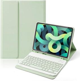 img 4 attached to 🍀 LUCKYDIY iPad Air 4th Gen 10.9 Inch Keyboard Case: Magnetic Detachable, Pencil Holder, Green