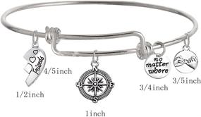 img 2 attached to 🔗 TISDA Best Friends Compass Bracelet Set - Heart Shaped 2 Piece for Teens with Broken Heart Design, Shiny Crystal Charms, and Expandable Wire Bangle