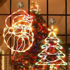 img 4 attached to Twinkle Star 2 Pack Christmas Window Silhouette Lights: Santa Claus / Xmas Tree Decor with 100 Mini Lights - Perfect for Holiday Glass Decor