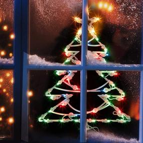 img 3 attached to Twinkle Star 2 Pack Christmas Window Silhouette Lights: Santa Claus / Xmas Tree Decor with 100 Mini Lights - Perfect for Holiday Glass Decor