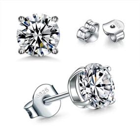 img 1 attached to Hypoallergenic Sterling Silver Zirconia Earrings for Girls' Jewelry