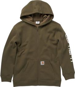 img 1 attached to Carhartt Sleeve Hoodneck Caviar Sweatshirt: Stylish Boys' Clothing in Fashion Hoodies & Sweatshirts