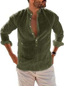 img 4 attached to Makkrom Henley Sleeve Hippie Casual Men's Clothing for Shirts