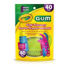 img 3 attached to GUM Crayola Kids' Grape Flossers, Fluoride Coated, Ages 3+, 40 Count (Pack of 6)